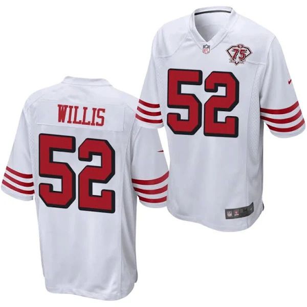 Men San Francisco 49ers #52 Patrick Willis White 75th Anniversary Throwback Game NFL Jersey